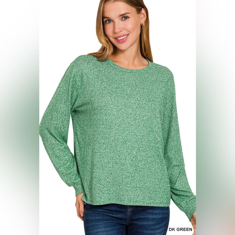 Zenana Outfitters Dark Green Long Sleeve sweater ht-2391y